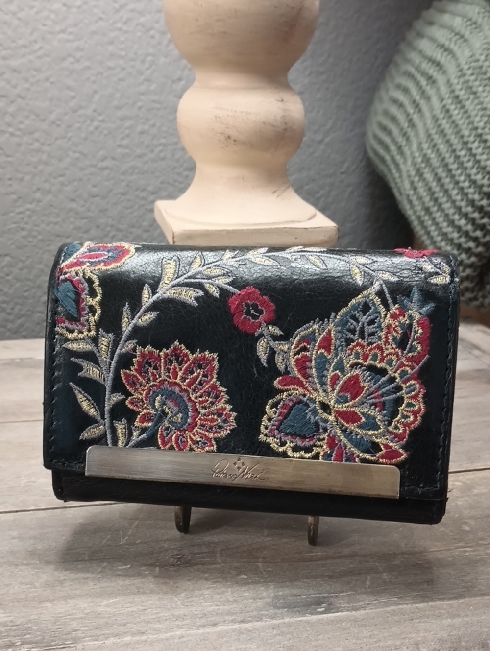 Patricia Nash Embroidered Floral Leather Compact Wallet